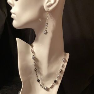 Silver Tone Necklace & Earring Set